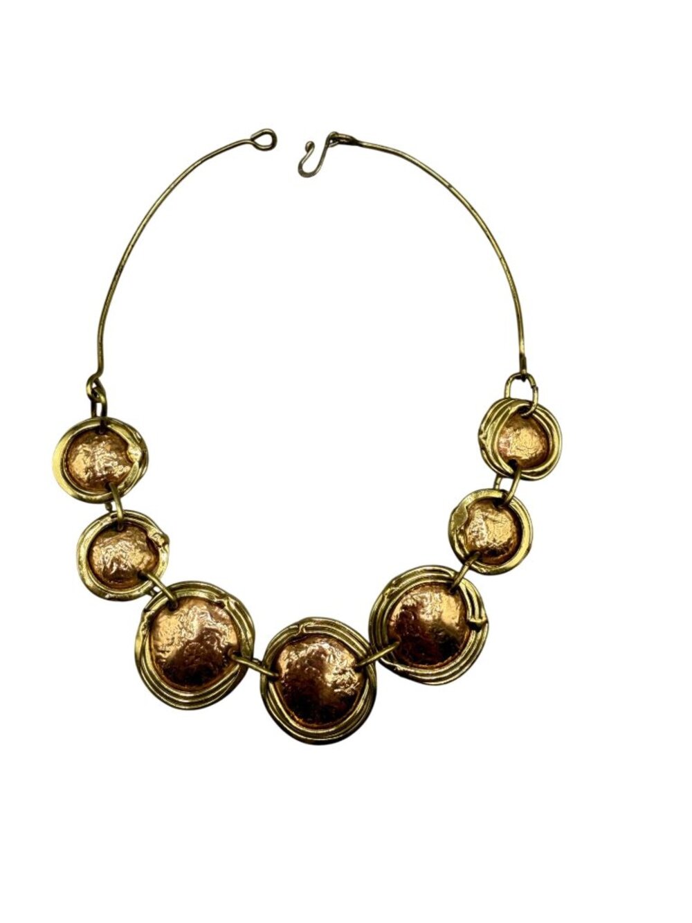 Vintage Brutalist Mixed Metals Hand Crafted Round Geometric Disks